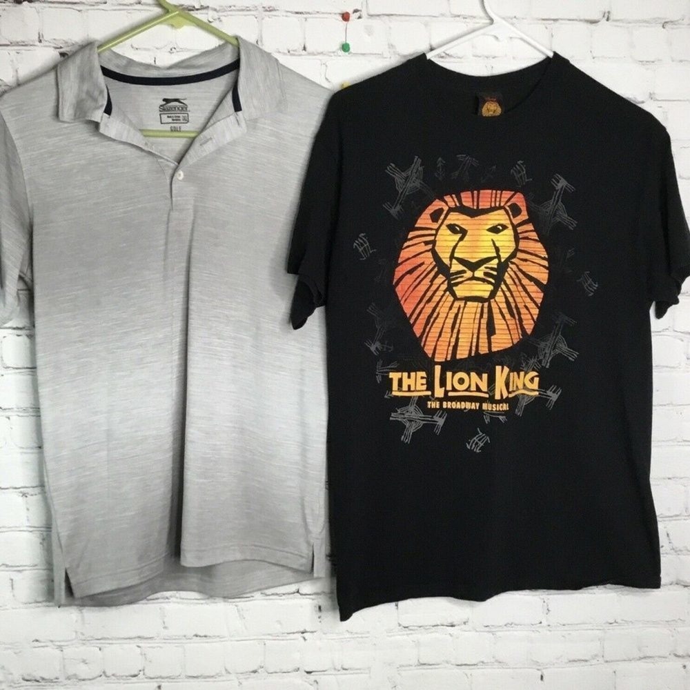 Slazenger Golf/Disney Lion‎ King Logo Lot Of 2 Short Sleeve Polo/T Shirt Men XL